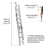 Escalera de extensión, tipo III, 16 peldaños