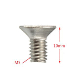 PZRT - 12 tornillos hexagonales hexagonales avellanados de acero inoxidable A2-70 tornillos de cabeza plana Allen M5 x 10, tono plateado