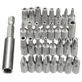 Juego de 33 puntas hexagonales Torx CRV6150 a prueba de manipulaciones con soporte magnético para taladros, destornilladores, destornilladores de tuerca y herramientas manuales con estuche.