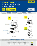 Escalera Tubular Plegable Tipo Taburete de Acero de 4 escalones