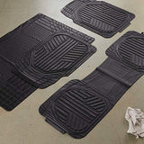 ▶ Tapetes  Alfombrillas de PVC resistentes de 4 piezas con forro de carga y parte trasera, ribete impermeable para adaptarse a alfombrillas de coche, color negro