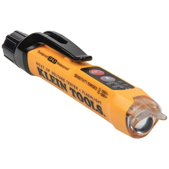 KLEIN TOOLS NCVT-3P| Probador de voltaje sin contacto| Doble rango de detección para baja y alta tensión | Multimetro | Probador de voltaje |Luz LED integrada | Clip de bolsillo | Herramienta compacta