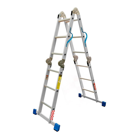 ▶ Escalera Multiposiciones de Acero/Aluminio 12 escalones c/charolas Gris