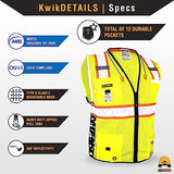 KwikSafety - Charlotte, NC Chaleco de seguridad Big Kahuna, 2 unidades, clase 2 ANSI OSHA, reflectante, alta visibilidad, ligero, para construcción, topógrafos, equipo de trabajo, naranja, mediano