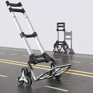 Carro de escalada de escalera de 6 ruedas resistente – Camión de mano plegable de 300 libras de capacidad, carro de aluminio todo terreno con mango ajustable, perfecto para comestibles, entregas
