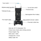 Carretilla eléctrica para Subir escaleras, Carretilla eléctrica de 1200 W, Carretilla para Objetos Pesados Que Ahorra Mano de Obra, batería extraíble, Capacidad de Carga de 280 kg, para Subir y Baja