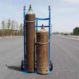 Carretilla de Mano Plegable de 4 Ruedas para Gas de Soldadura con 2 Cadenas Protectoras, Soporte para Tanque de oxígeno, Carrito de Movilidad con Capacidad par,