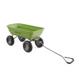 Carretilla de Acero Resistente de 600 Libras de Capacidad para jardín, de fácil volcado rápido, con asa de tracción Recta, Color Verde