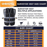 UNINOVA Surveyor - Chaleco de seguridad reflectante para hombres, clase 2, chaleco de seguridad resistente, reflectante con bolsillos y cierre, chaleco de trabajo de construcción de alta visibilidad