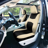 ▶ Juego de fundas de asiento COMBO con funda para volante y almohadilla para cinturón de seguridad (compatible con airbag y asiento dividido en beige/negro)