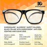 ▶ Ateojos de seguridad , con revestimiento antivaho, lentes transparentes, marco negro, unisex para hombres y mujeres (cantidad 12) KleenGuard™ V30 Maverick™ -
