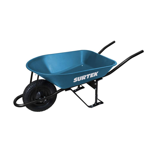 ▶ SURTEK Carretilla reforzada con bastidor metálico 5 Ft3 llanta imponchable de poliuretano Surtek
