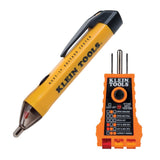 Klein Tools  Kit de probador eléctrico con bolígrafo de prueba de bajo voltaje sin contacto, probador de receptáculos GFCI, de 50 a 1000 V CA y CA, 2 piezas