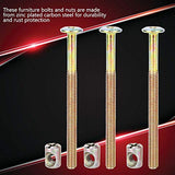 🔩 Kit de Pernos y Tuercas, 10 Piezas M6 Tornillos de Cabeza Hexagonal, Pernos Tuercas Muebles Kit, Tornillo de Tuerca Conector de Chapado en Zinc para Muebles, Cunas, Camas(80mm)