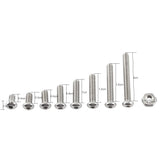 Paquete de tornillos de zócalo hexagonal de acero inoxidable de 300 piezas M2.5 A2 Perno con tuercas hexagonales Kit de surtido de surtido. (B: cabeza de botón)