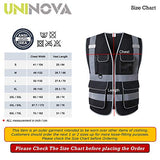 UNINOVA Surveyor - Chaleco de seguridad reflectante para hombres, clase 2, chaleco de seguridad resistente, reflectante con bolsillos y cierre, chaleco de trabajo de construcción de alta visibilidad