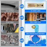 ▶ Cable generador de 10 pies y 50 amperios, listado UL, alambre de cobre 100%, mango de agarre de 90°, NEMA 14-50P a SS2-50R, cable STW de calibre 6/3+8/1