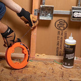 ▶ KLEIN TOOLS Guía jalacables de acero con carcasa optimizada para menor fricción |Mango de agarre firme|Guia para cable electrico|Guia jalacables|0.3 cm × 15 m| Marcado con láser para precisión KLEIN TOOLS