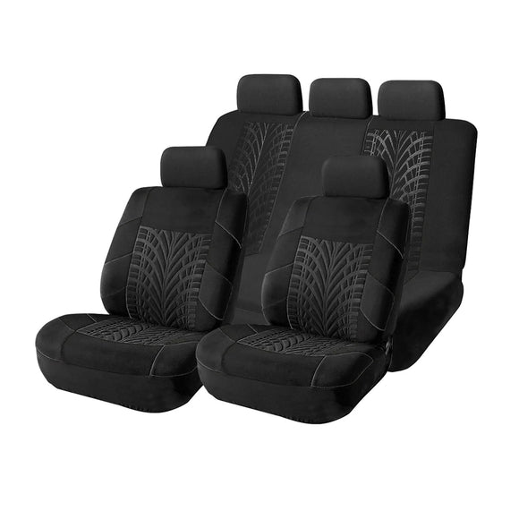 Juego completo de fundas para asientos de coche, protectores de poliéster para asientos delanteros y traseros, fundas transpirables y gruesas para asientos deportivos - Negro/delantero, trasero