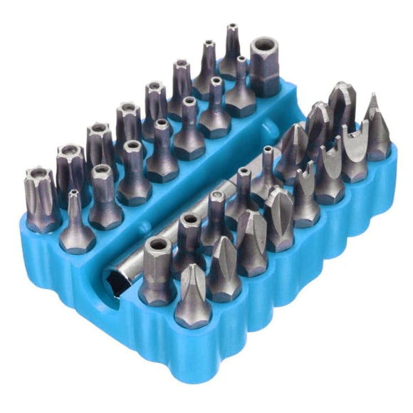 Juego de 33 puntas hexagonales Torx CRV6150 a prueba de manipulaciones con soporte magnético para taladros, destornilladores, destornilladores de tuerca y herramientas manuales con estuche.