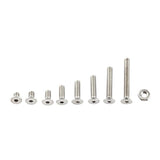 Tornillos de cabeza hexagonal de acero inoxidable 300pcs M2.5 A2 Perno con surtido de tuercas hexagonales, rosca completa, acabado sencillo (C: cabeza plana)