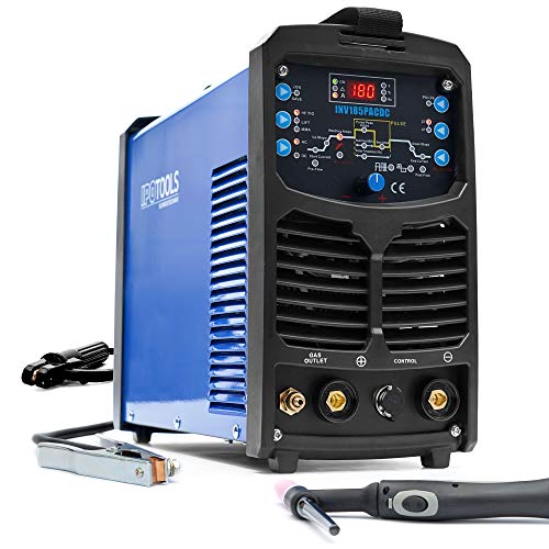 ▶ IPOTOOLS INV185PACDC TIG - Máquina de soldar AC DC con 180 amperios, soldadora inversor totalmente digital, incluye encendido RF, función de pulso, soldadura de aluminio, MMA, IGBT, 7 años de garantía