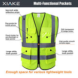 XIAKE - Chaleco reflectante de seguridad para hombres y mujeres, chaleco de alta visibilidad, clase 2, con bolsillos, cumple con las normas ANSI, Malla Naranja-B525, 3X-Large