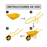 Carretilla De Carga Construcción Llanta Neumatica Reforzada Bastidor Tubular (Amarillo)
