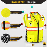 KwikSafety - Charlotte, NC Chaleco de seguridad Big Kahuna, 2 unidades, clase 2 ANSI OSHA, reflectante, alta visibilidad, ligero, para construcción, topógrafos, equipo de trabajo, naranja, mediano