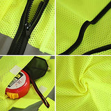 XIAKE - Chaleco reflectante de seguridad para hombres y mujeres, chaleco de alta visibilidad, clase 2, con bolsillos, cumple con las normas ANSI, Malla Naranja-B525, 3X-Large