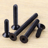 Tornillos de cabeza plana de 1/4-20 x 1/2 pulgadas negro, unidad hexagonal Allen, acero inoxidable 304 18-8, acabado recubierto negro, resistente a la corrosión, rosca completa, rosca gruesa, 25