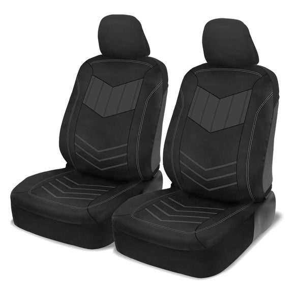 Motor Trend Super Sport - Fundas de Asiento de Piel sintética Gris para Asientos Delanteros, diseño Moderno de Dos Tonos, Protectores de Asiento fáciles de Instalar, Fundas Interiores para Coche,