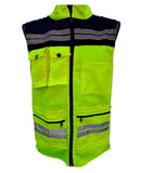 Chaleco Seguridad Ejecutivo Alta Visibilidad Reflejante (Azul Marino con Naranja, Mediano)