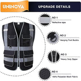 UNINOVA Surveyor - Chaleco de seguridad reflectante para hombres, clase 2, chaleco de seguridad resistente, reflectante con bolsillos y cierre, chaleco de trabajo de construcción de alta visibilidad