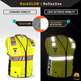 KwikSafety - Charlotte, NC Chaleco de seguridad Big Kahuna, 2 unidades, clase 2 ANSI OSHA, reflectante, alta visibilidad, ligero, para construcción, topógrafos, equipo de trabajo, naranja, mediano