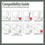 ▶ Juego de fundas de asiento COMBO con funda para volante y almohadilla para cinturón de seguridad (compatible con airbag y asiento dividido en beige/negro)