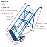 Carretilla de Mano Plegable de 4 Ruedas para Gas de Soldadura con 2 Cadenas Protectoras, Soporte para Tanque de oxígeno, Carrito de Movilidad con Capacidad par,