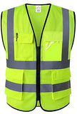 XIAKE - Chaleco reflectante de seguridad para hombres y mujeres, chaleco de alta visibilidad, clase 2, con bolsillos, cumple con las normas ANSI, Malla Naranja-B525, 3X-Large