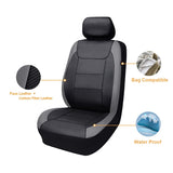 ▶ Fundas de asiento de auto, protegen el banco delantero y trasero, piel sintética y fibra de carbono, a prueba de agua (gris y negro, juego completo de 9 piezas)