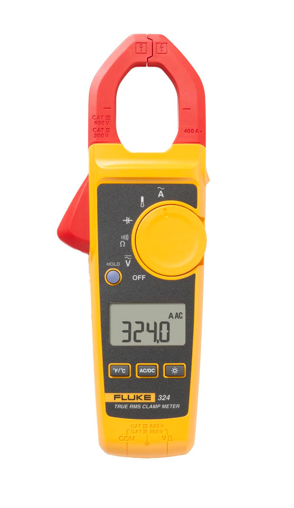 Fluke - Pinza amperimétrica True-RMS 324 40/400 A AC, 600 V AC/DC con medidas de temperatura y capacitancia