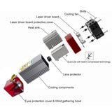 Módulo grabador láser, 10 W (10000 mW), módulo grabador láser de potencia óptica con asistencia de aire, FAC, doble punto comprimido ultrafino de alta precisión, cabeza láser de 4,24 V