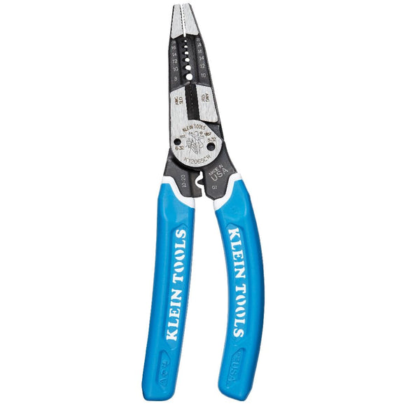 Klein Tools - Pelacables/cortador/crimpadora herramienta para cortar, pelar, prensar, torcer (8-18 AWG sólido, 10-20 AWG trenzado)