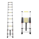 ▶ Escalera Telescópica Plegable 3.8 Metros Tijera Retráctil, Capacidad 150 kg, Escaleras Plegables de Aluminio, Escalera de Extensión Portátil, Antideslizante Multifuncional Portátil