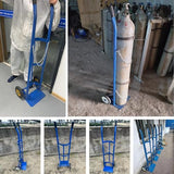 Carrito Resistente con Ruedas para Tanques de oxígeno, Soporte metálico para Cilindros de 40/50 L, Cadenas Ajustables, Carretilla portátil para fácil Movilidad (Gris)