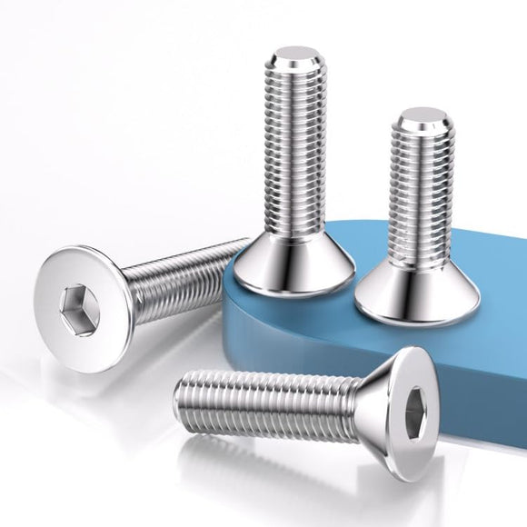 M8 x 80 (5 piezas) Tornillos de cabeza plana avellanados, acero inoxidable 304, acabado brillante, totalmente roscado, accionamiento hexagonal Allen métrico, DIN7991