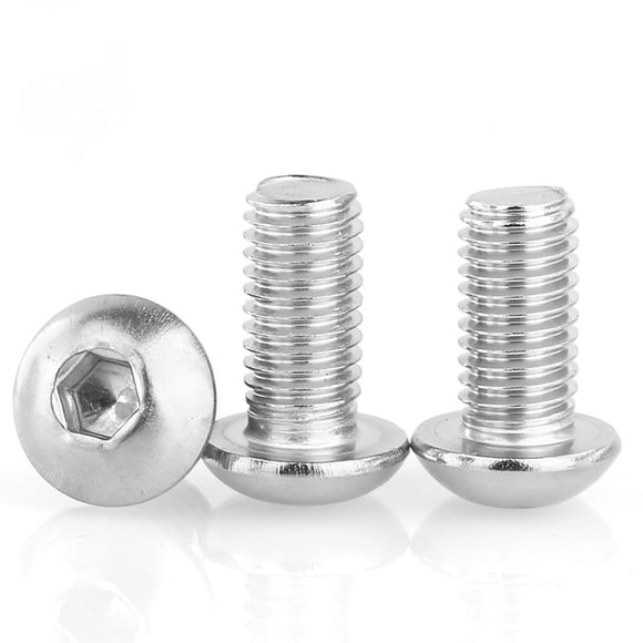 Tornillos M5 x 8 mm, tornillos y pernos de cabeza de botón M5-0.8 x 8 mm, tornillo de acero inoxidable, accionamiento de enchufe Allen, acabado brillante, rosca completa de máquina, 75 piezas