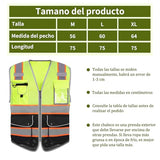 Chaleco Seguridad Industrial Chalecos Reflejante con Bolsillo Multiusos y Bandas Reflectantes Amarillo-M