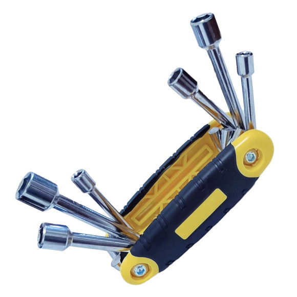 Juego de destornilladores de tuercas plegables 6 en 1 con sistema métrico, 5 mm, 6 mm, 8 mm, 9 mm, 10 mm, 12 mm para reparación