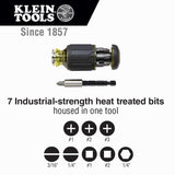 ▶ KLEIN TOOLS  Destornillador de múltiples puntas, herramienta magnética ajustable 8 en 1 con Phillips, ranurado, cuadrado y destornillador de tuerca