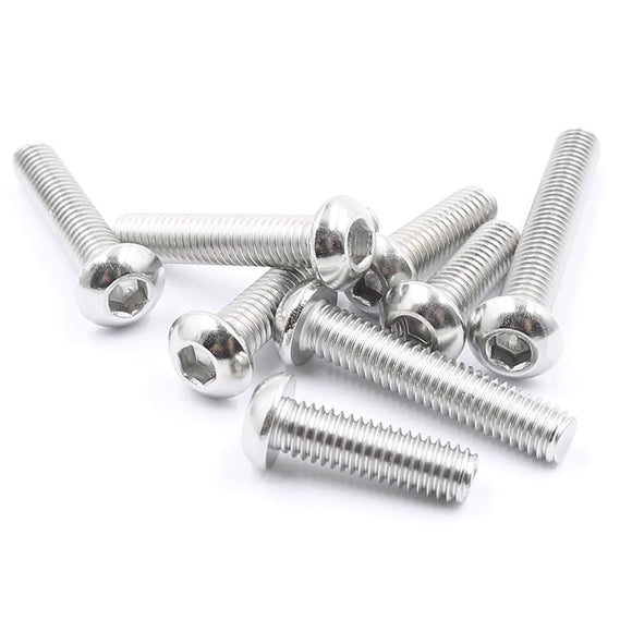 Romozi Tornillos M5, tornillo y tornillo de cabeza de botón M5 x 25 mm, tornillos de acero inoxidable, accionamiento hexagonal Allen, rosca completa, acabado brillante, rosca gruesa, 40 piezas